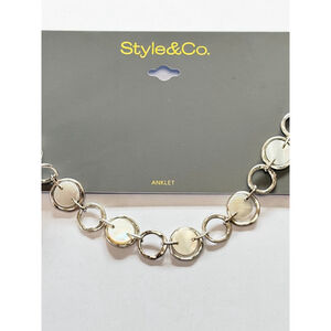 Style & Co Silver White Shell Disc Anklet